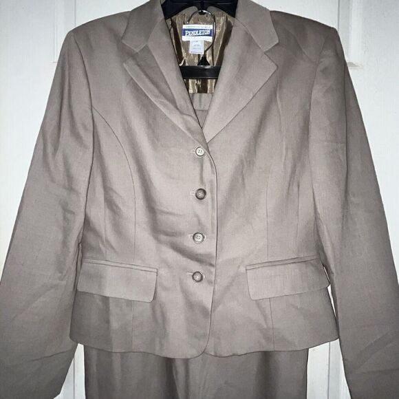 Pendleton Classic‎ Skirt Suit Set Sz 6 Brown Wool Midi Pencil Skirt Pockets  USA - Picture 8 of 14